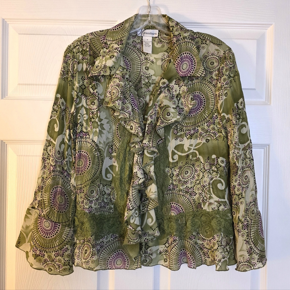 Green and Purple Patterned Blouse